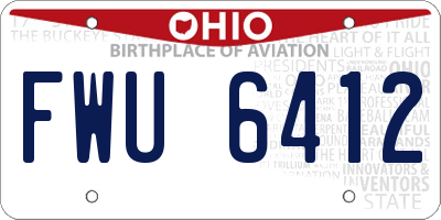 OH license plate FWU6412