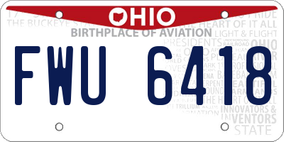 OH license plate FWU6418