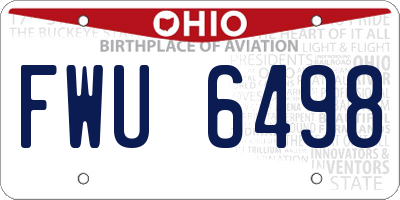 OH license plate FWU6498