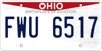 OH license plate FWU6517