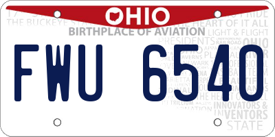 OH license plate FWU6540