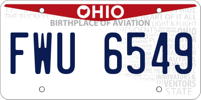 OH license plate FWU6549