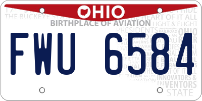 OH license plate FWU6584