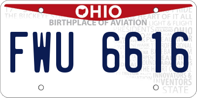 OH license plate FWU6616