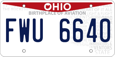 OH license plate FWU6640