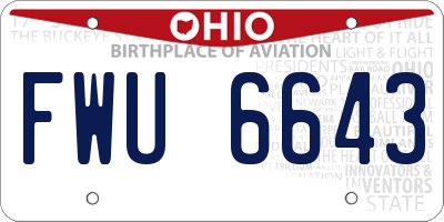 OH license plate FWU6643