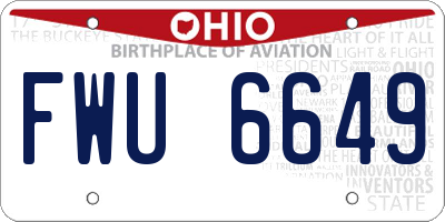 OH license plate FWU6649