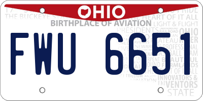 OH license plate FWU6651