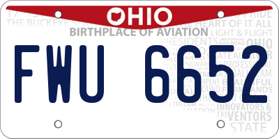 OH license plate FWU6652