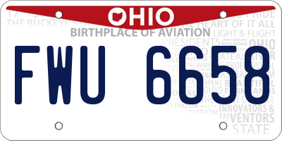 OH license plate FWU6658