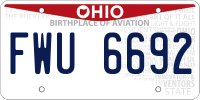 OH license plate FWU6692