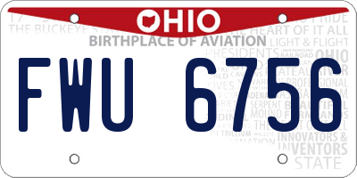 OH license plate FWU6756