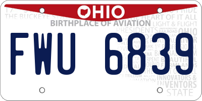 OH license plate FWU6839