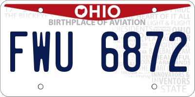 OH license plate FWU6872