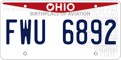 OH license plate FWU6892