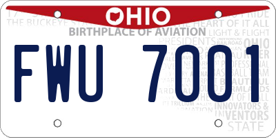 OH license plate FWU7001