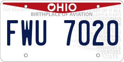 OH license plate FWU7020