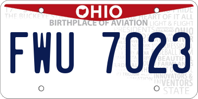 OH license plate FWU7023