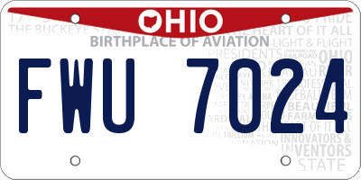 OH license plate FWU7024