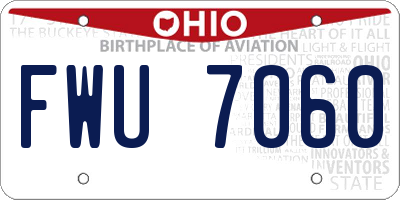 OH license plate FWU7060