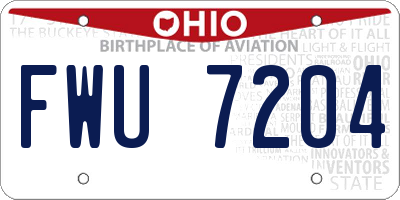 OH license plate FWU7204