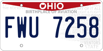 OH license plate FWU7258