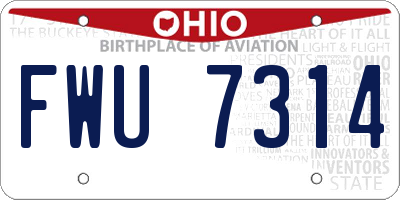 OH license plate FWU7314
