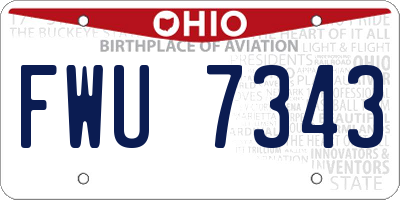 OH license plate FWU7343