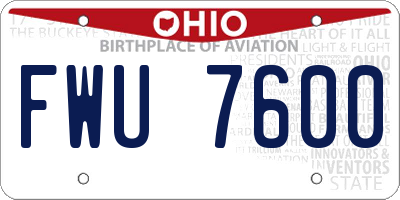 OH license plate FWU7600