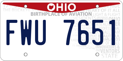 OH license plate FWU7651