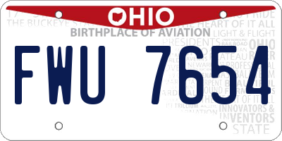 OH license plate FWU7654