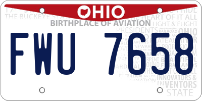 OH license plate FWU7658