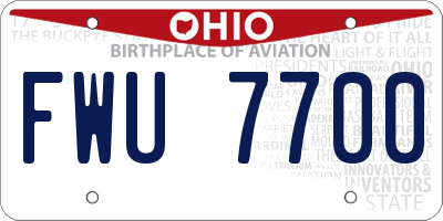 OH license plate FWU7700