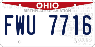 OH license plate FWU7716