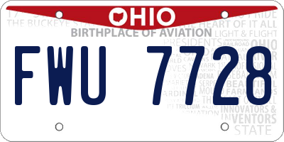 OH license plate FWU7728