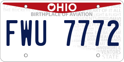 OH license plate FWU7772