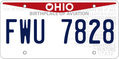 OH license plate FWU7828