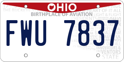 OH license plate FWU7837