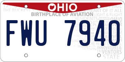OH license plate FWU7940