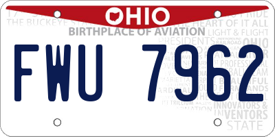 OH license plate FWU7962