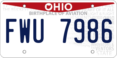 OH license plate FWU7986
