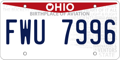 OH license plate FWU7996