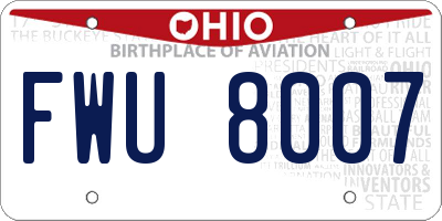 OH license plate FWU8007