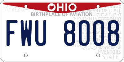 OH license plate FWU8008