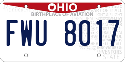 OH license plate FWU8017