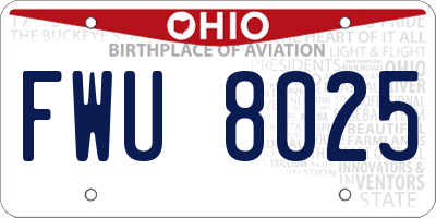 OH license plate FWU8025