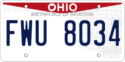 OH license plate FWU8034