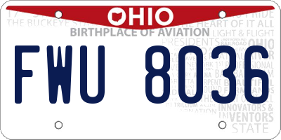 OH license plate FWU8036