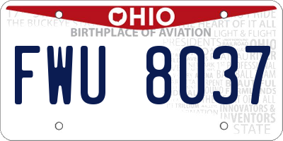 OH license plate FWU8037