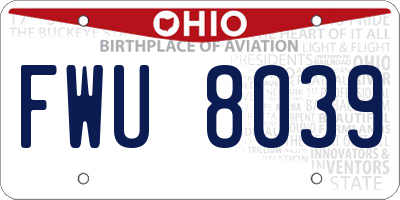 OH license plate FWU8039